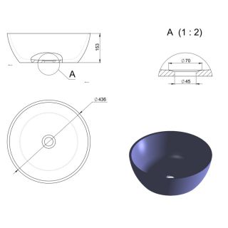 Раковина Holbi Moon 43см бетон 2.02.001.44.4